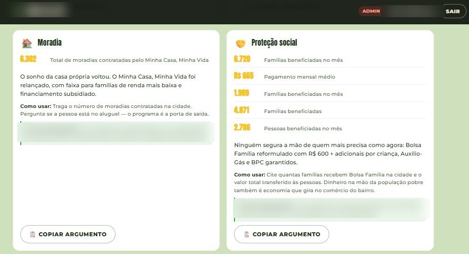 Kit de argumentos personalizado por cidade